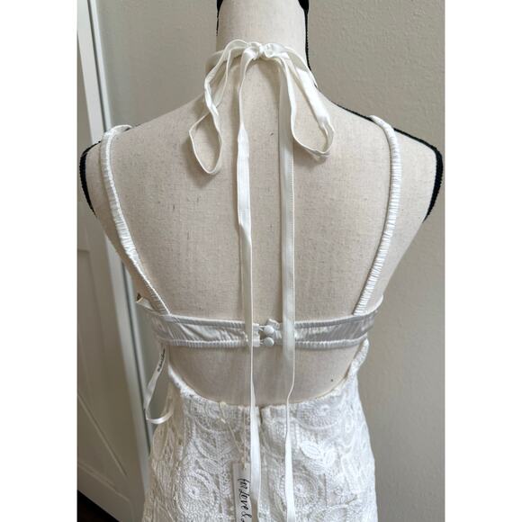 For Love & Lemons NWT White Lace Floral Choker Neck Harriet Mini Dress Medium - Picture 7 of 14